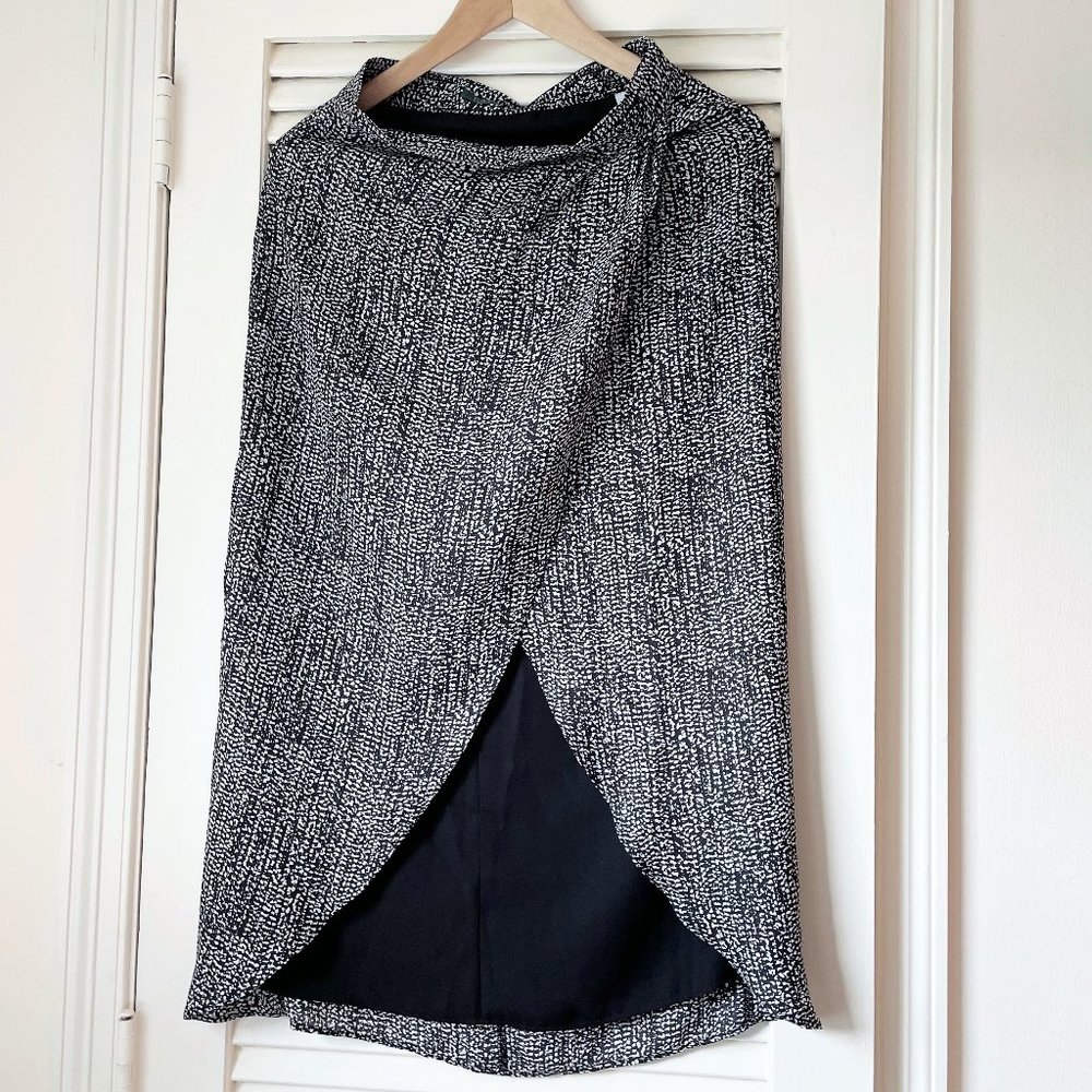 Lauren Ralph Lauren Navy Blue White Faux Wrap High Low Skirt Size 2 NWT